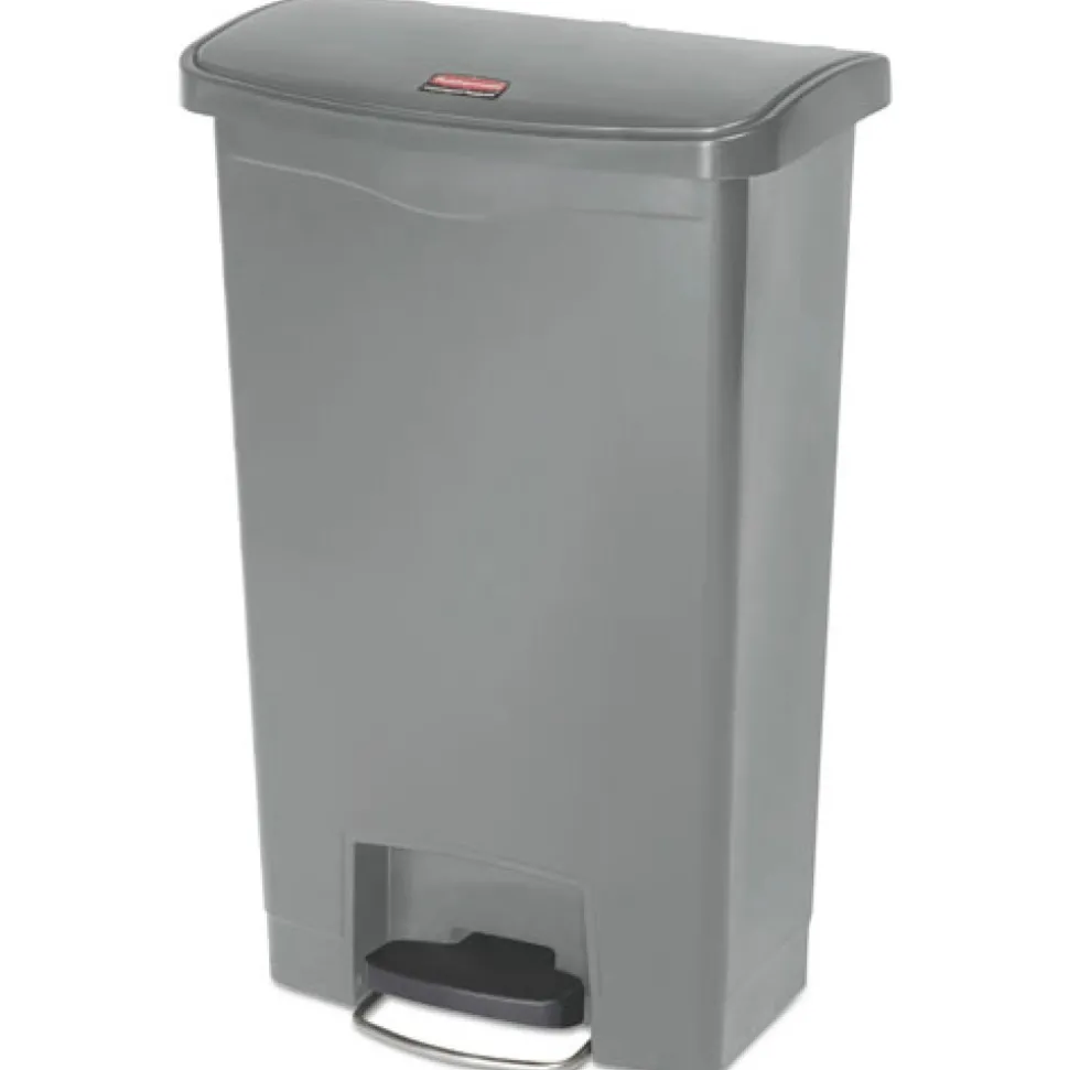 Rubbermaid Commercial Streamline 13-Gallon Front Step Style Resin Step-On Container - Gray