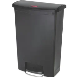 Rubbermaid Commercial Streamline 24-Gallon Front Step Style Resin Step-On Container- Black