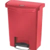 Rubbermaid Commercial Streamline 8-Gallon Front Step Style Resin Step-On Container - Red