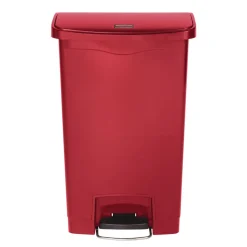 Rubbermaid Commercial Streamline 8-Gallon Front Step Style Resin Step-On Container - Red