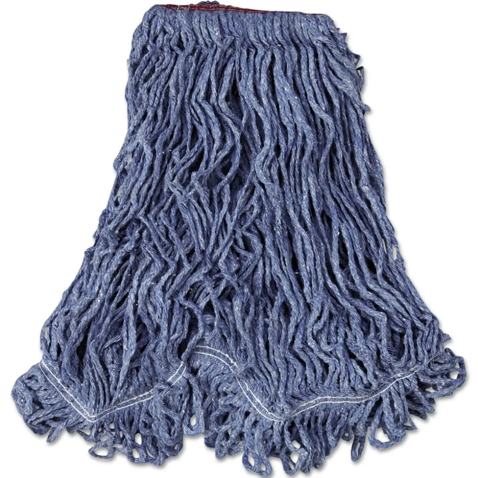 Rubbermaid Commercial Super Stitch Blend Cotton/Synthetic Mop Head - Large, Blue (6/Carton)