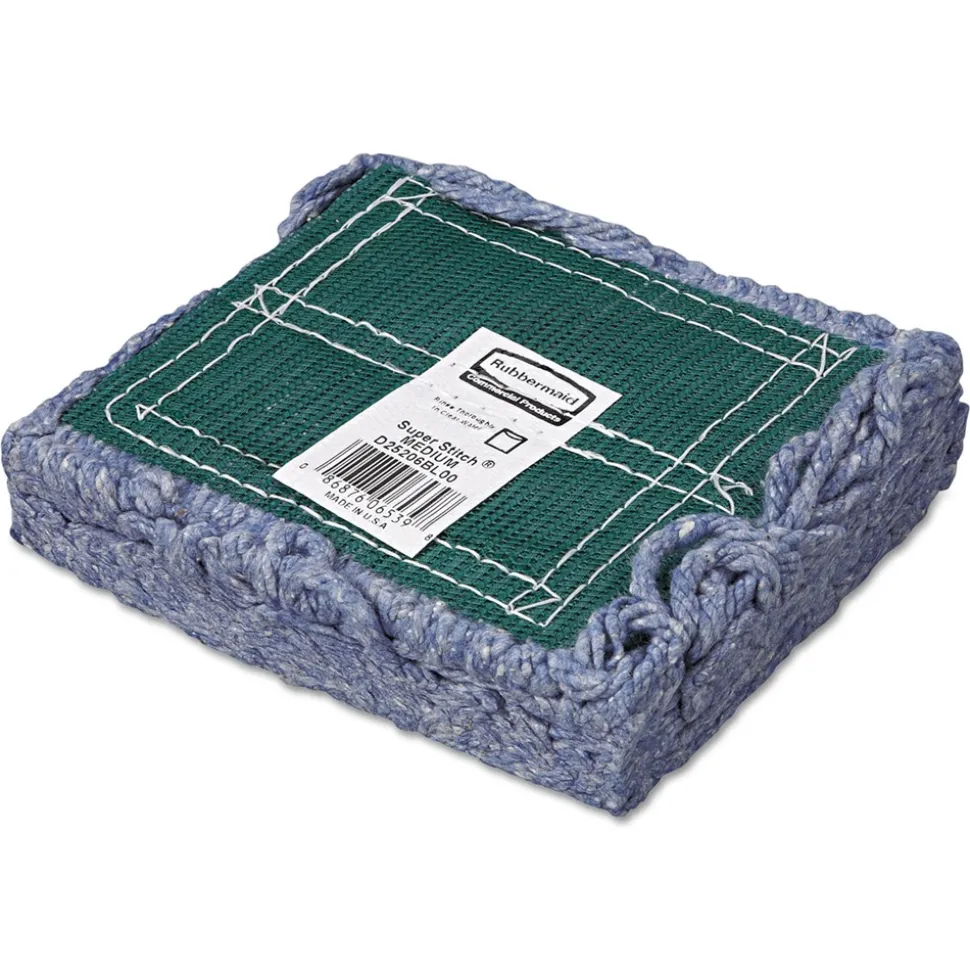 Rubbermaid Commercial Super Stitch Blend Cotton/Synthetic Mop Head - Medium, Blue (6/Carton)