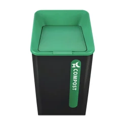 Rubbermaid Commercial Sustain 23 gal Metal/Plastic Decorative Refuse with Recycling Lid - Black/Green