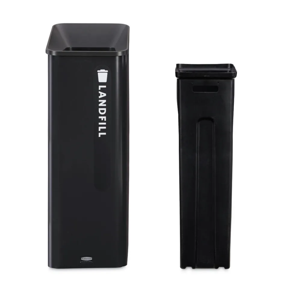 Rubbermaid Commercial Sustain 15 gal Metal/Plastic Decorative Refuse with Recycling Lid - Black