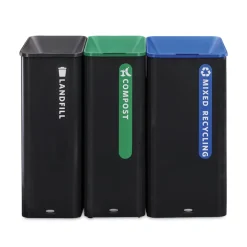 Rubbermaid Commercial Sustain 15 gal Metal/Plastic Decorative Refuse with Recycling Lid - Black