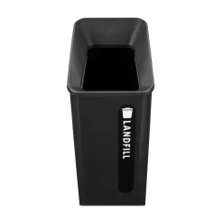Rubbermaid Commercial Sustain 15 gal Metal/Plastic Decorative Refuse with Recycling Lid - Black