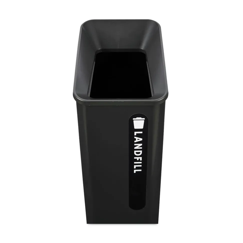 Rubbermaid Commercial Sustain 15 gal Metal/Plastic Decorative Refuse with Recycling Lid - Black