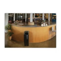 Rubbermaid Commercial Sustain 15 gal Metal/Plastic Decorative Refuse with Recycling Lid - Black