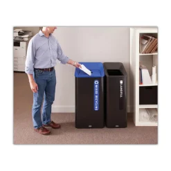 Rubbermaid Commercial Sustain 15 gal Metal/Plastic Decorative Refuse with Recycling Lid - Black