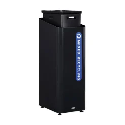 Rubbermaid Commercial Sustain 15 gal Metal/Plastic Decorative Refuse with Recycling Lid - Black/Blue