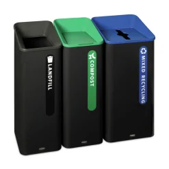 Rubbermaid Commercial Sustain 15 gal Metal/Plastic Decorative Refuse with Recycling Lid - Black/Green