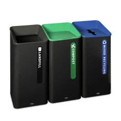 Rubbermaid Commercial Sustain 23 gal Metal/Plastic Decorative Refuse with Recycling Lid - Black