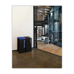 Rubbermaid Commercial Sustain 23 gal Metal/Plastic Decorative Refuse with Recycling Lid - Black