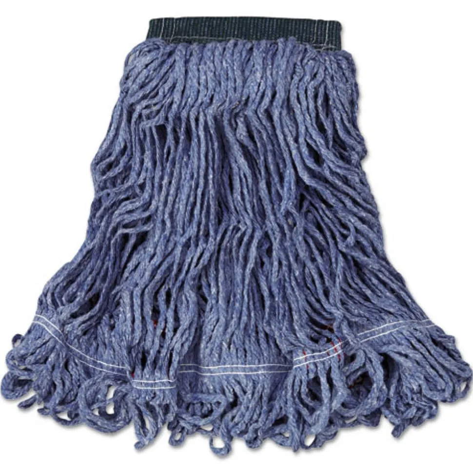 Rubbermaid Commercial Swinger Loop Medium Cotton/Synthetic Wet Mop Head - Blue (6/Carton)
