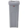 Rubbermaid Commercial Universal Square Trash Can with Swing Lid 23 gal Plastic Gray