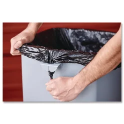 Rubbermaid Commercial Universal Square Trash Can with Swing Lid 23 gal Plastic Gray