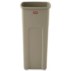 Rubbermaid Commercial Untouchable 23 Gallon Square Plastic Waste Container - Beige