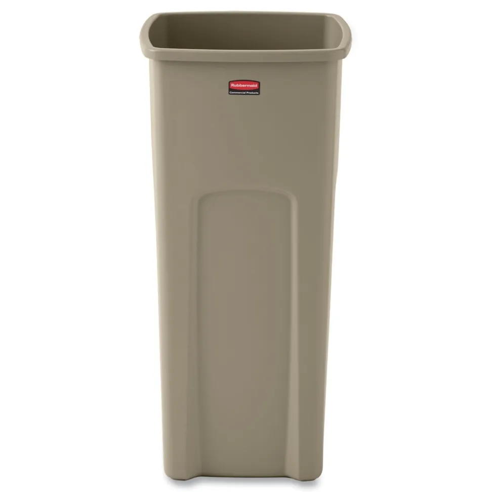 Rubbermaid Commercial Untouchable 23 Gallon Square Plastic Waste Container - Beige