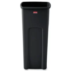 Rubbermaid Commercial Untouchable Waste Container, Square, Plastic, 23gal, Black
