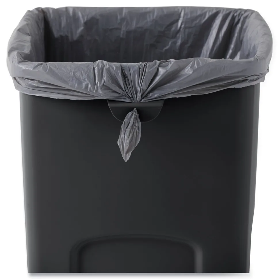 Rubbermaid Commercial Untouchable Waste Container, Square, Plastic, 23gal, Black