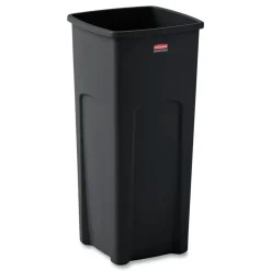 Rubbermaid Commercial Untouchable Waste Container, Square, Plastic, 23gal, Black