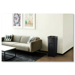 Rubbermaid Commercial Untouchable Waste Container, Square, Plastic, 23gal, Black