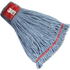 Rubbermaid Commercial Web Foot Cotton/Synthetic Shrinkless Wet Mop Heads - Large Blue (6/Carton)