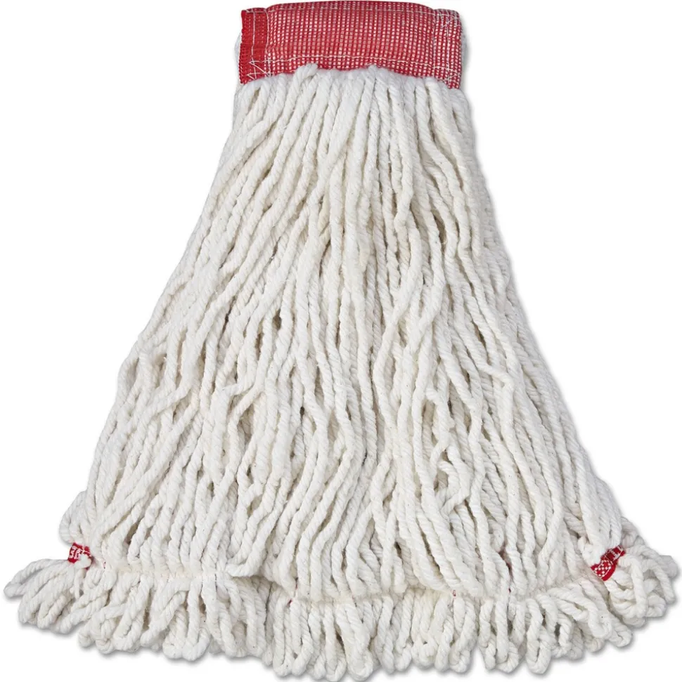 Rubbermaid Commercial Web Foot Shrinkless Large Cotton/Synthetic Wet Mop Head with 5 in. Headband - White (6/Carton)