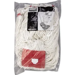 Rubbermaid Commercial Web Foot Shrinkless Large Cotton/Synthetic Wet Mop Head with 5 in. Headband - White (6/Carton)