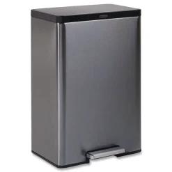 Rubbermaid Elite Step-On Trash Can 12 gal Metal Charcoal Stainless Steel/Black