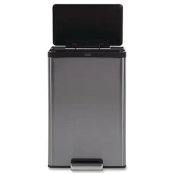 Rubbermaid Elite Step-On Trash Can 12 gal Metal Charcoal Stainless Steel/Black