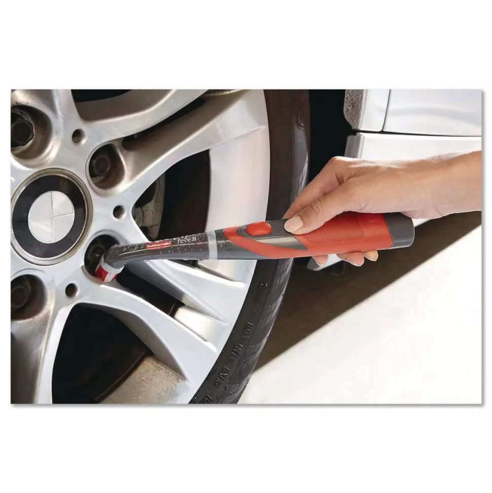 Rubbermaid Multi-Purpose Cordless Battery Power Scrubber Red/White Nylon Bristles 12.68-in Brush 7-in Red/Black Handle