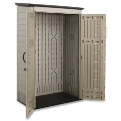 Rubbermaid Vertical Storage Shed 53 cu ft 2.5 ft x 4 ft x 7 ft Sandstone/Faint Maple