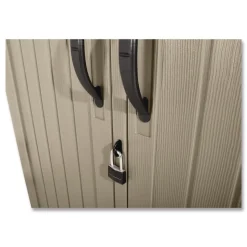 Rubbermaid Vertical Storage Shed 53 cu ft 2.5 ft x 4 ft x 7 ft Sandstone/Faint Maple