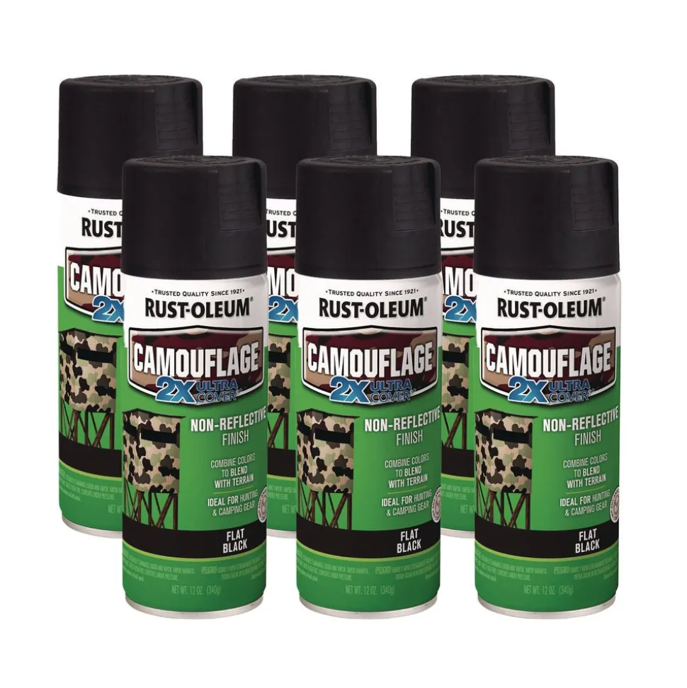 Rust-Oleum 12 oz. Aerosol Can Camouflage Spray Paint - Flat Black (6/Carton)