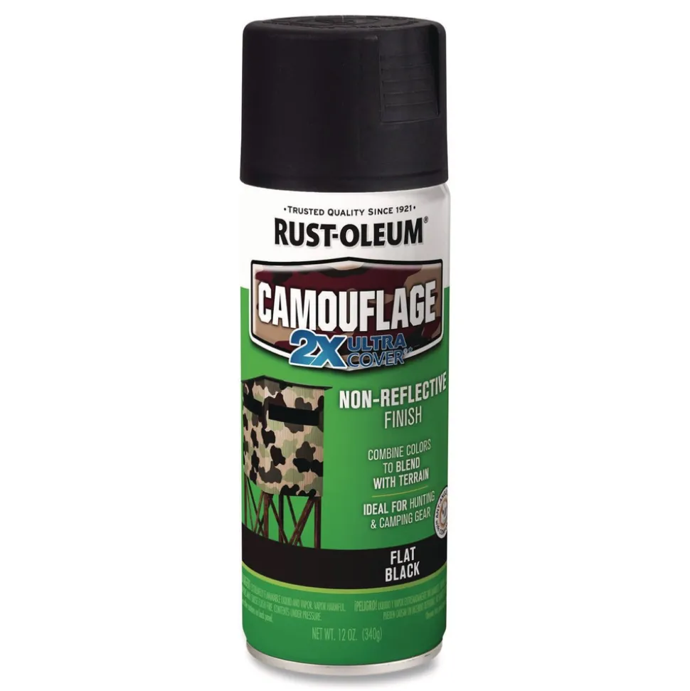 Rust-Oleum 12 oz. Aerosol Can Camouflage Spray Paint - Flat Black (6/Carton)