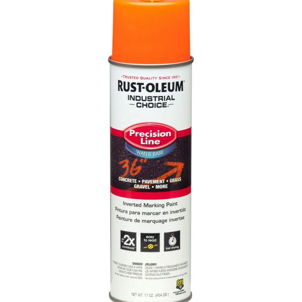 Rust-Oleum 17 oz. Aerosol Can Industrial Choice Precision Line Marking Paint - Flat Fluorescent Orange (12/Carton)
