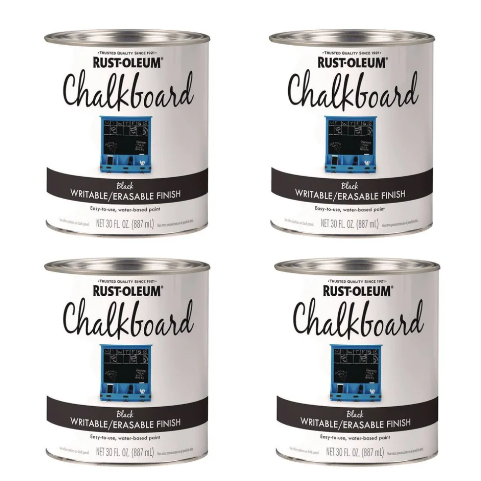 Rust-Oleum Chalkboard Paint, Matte Black, Quart Can, 4/Carton