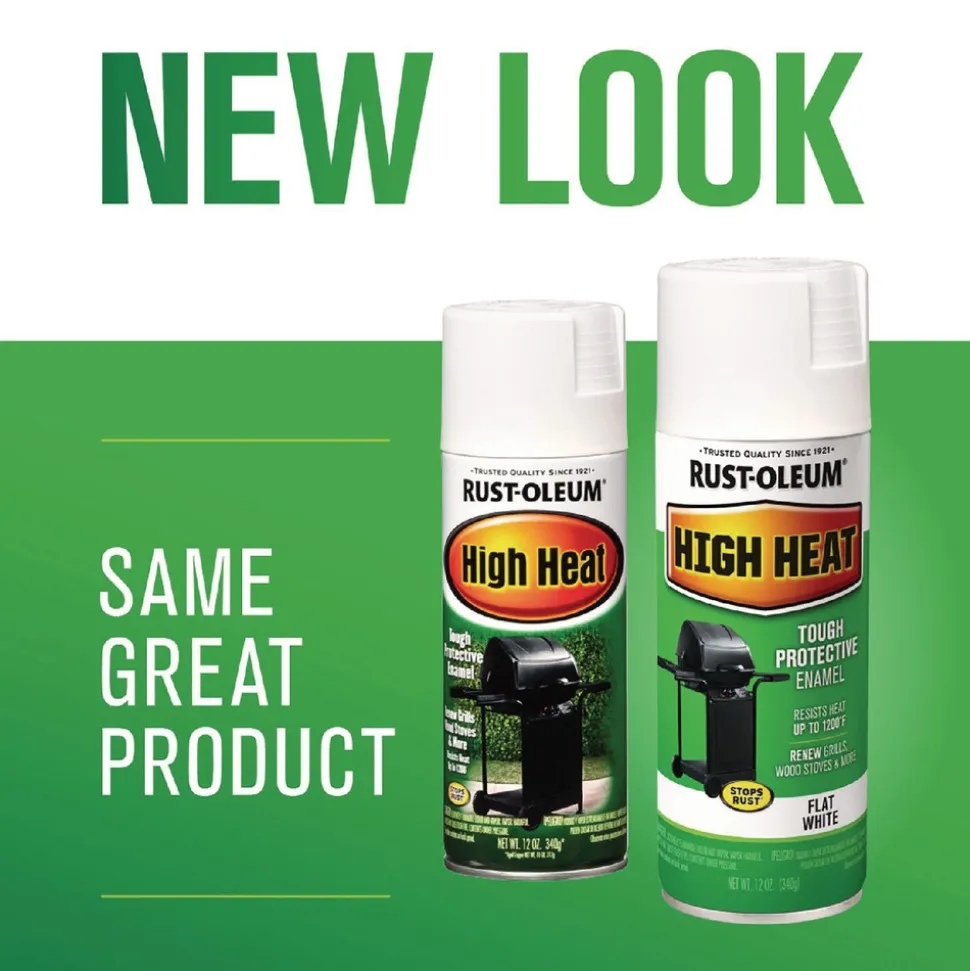 Rust-Oleum High Heat Enamel Spray Paint, Flat White, 12 oz Aerosol Can, 6/Carton