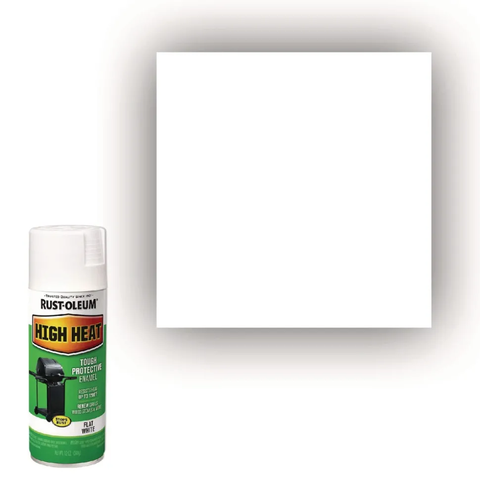 Rust-Oleum High Heat Enamel Spray Paint, Flat White, 12 oz Aerosol Can, 6/Carton