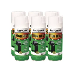 Rust-Oleum High Heat Enamel Spray Paint, Flat White, 12 oz Aerosol Can, 6/Carton