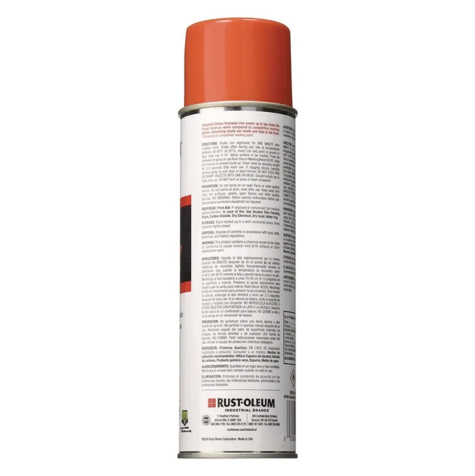 Rust-Oleum Industrial Choice 20 oz. Aerosol Can Precision Line Marking Paint - Flat/Matte Orange (12/Carton)