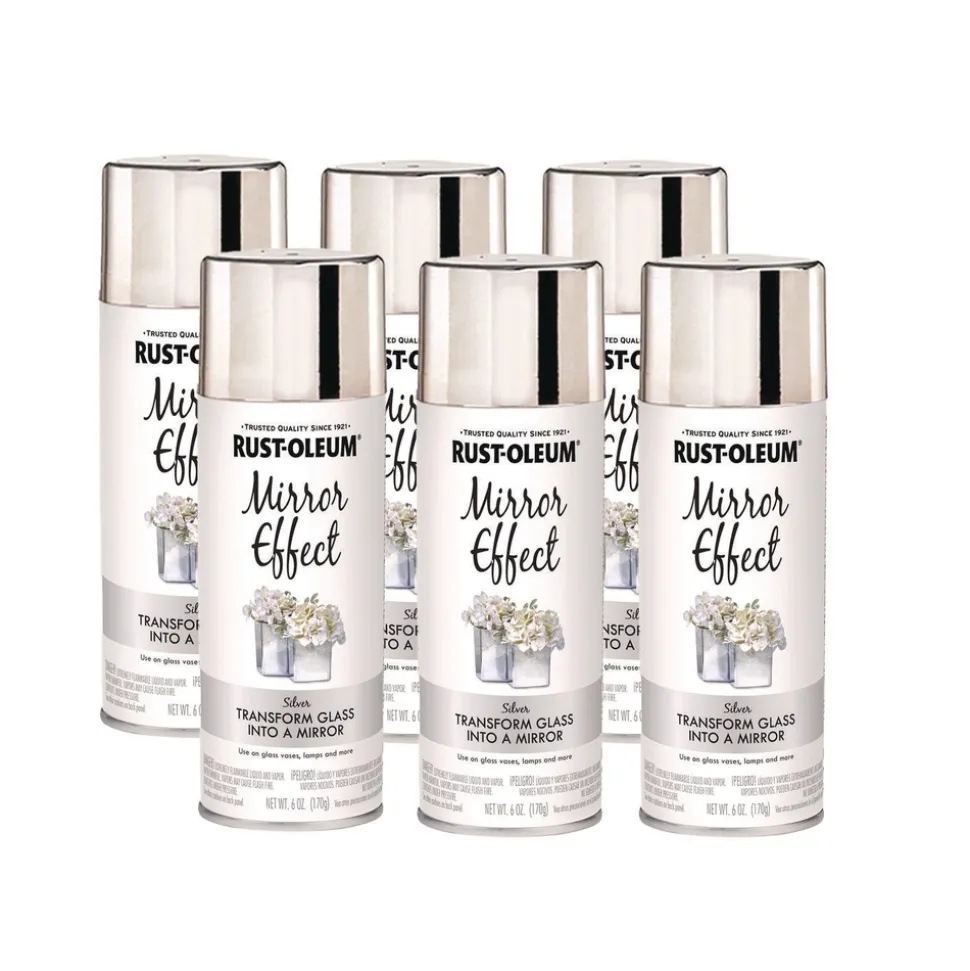 Rust-Oleum Specialty Mirror Effect Spray Paint, High Gloss Mirror, 6 oz Aerosol Can, 6/Carton