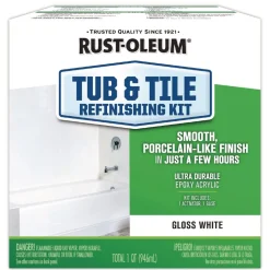 Rust-Oleum Specialty Tub and Tile Refinishing Kit, Gloss White, Quart, 4 Kits/Carton
