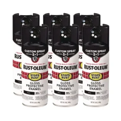 Rust-Oleum Stops Rust 5-in-1 Spray Paint, Gloss Black, 12 oz Aerosol Can, 6/Carton