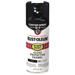Rust-Oleum Stops Rust 5-in-1 Spray Paint, Gloss Black, 12 oz Aerosol Can, 6/Carton