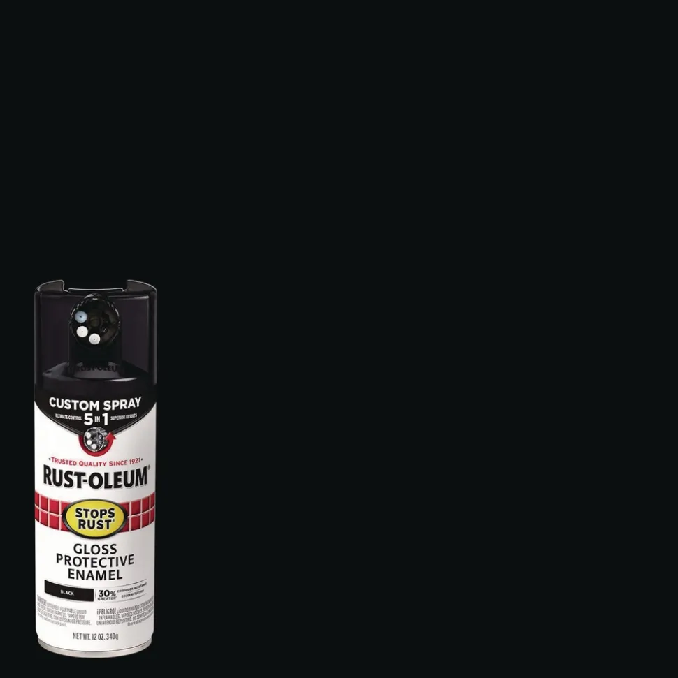 Rust-Oleum Stops Rust 5-in-1 Spray Paint, Gloss Black, 12 oz Aerosol Can, 6/Carton