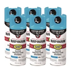 Rust-Oleum Stops Rust 5-in-1 Spray Paint, Gloss Maui Blue, 12 oz Aerosol Can, 6/Carton