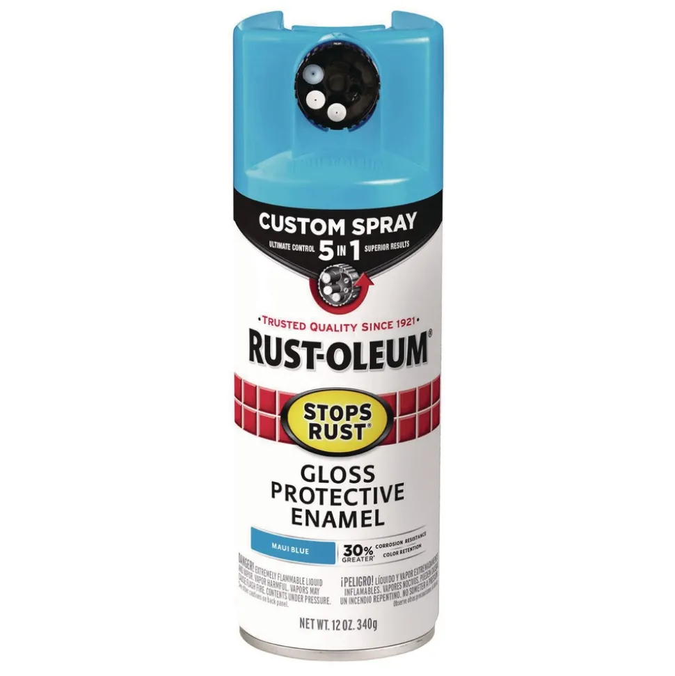 Rust-Oleum Stops Rust 5-in-1 Spray Paint, Gloss Maui Blue, 12 oz Aerosol Can, 6/Carton