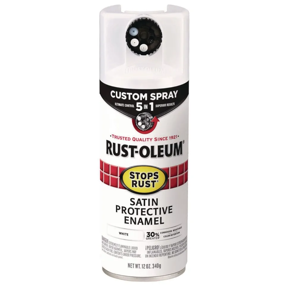 Rust-Oleum Stops Rust 5-in-1 Spray Paint, Satin White, 12 oz Aerosol Can, 6/Carton
